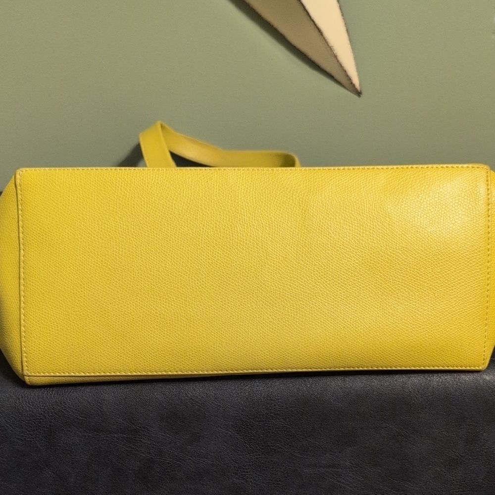 Furla Vibrant Yellow Tote Bag 17 x 11 Leather Clean Beautiful - Picture 5 of 16